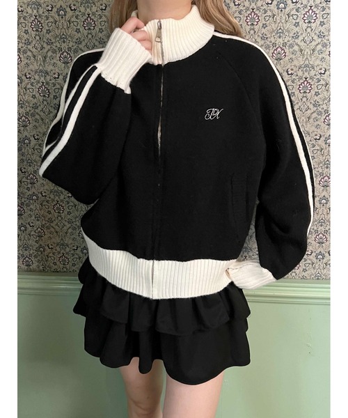 PHILLY(フィリー)の「ラインジップニットパーカー(パーカー・レディース・グレー/ブラック・FREE)」の2枚目の写真