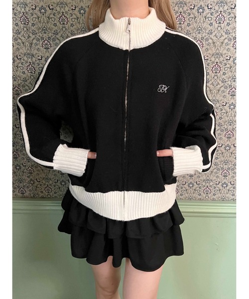 PHILLY(フィリー)の「ラインジップニットパーカー(パーカー・レディース・グレー/ブラック・FREE)」の3枚目の写真