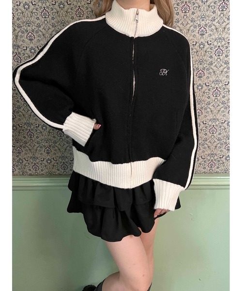 PHILLY(フィリー)の「ラインジップニットパーカー(パーカー・レディース・グレー/ブラック・FREE)」の4枚目の写真