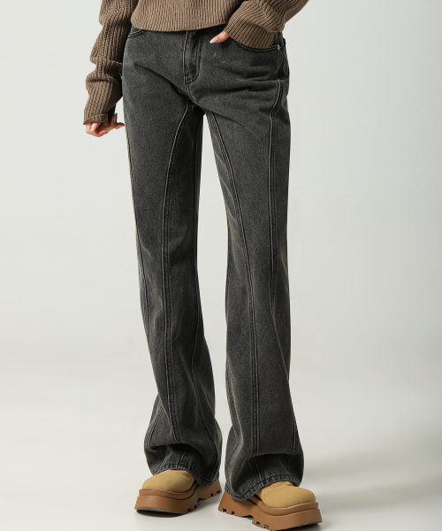 AVANDRESS（アバンドレス ）の「Thin Bootscut Pants VINTAGE BLUE（デニムパンツ・レディース・エメラルドブルー・SMALL/MEDIUM/LARGE/X-LARGE）」の9枚目の写真