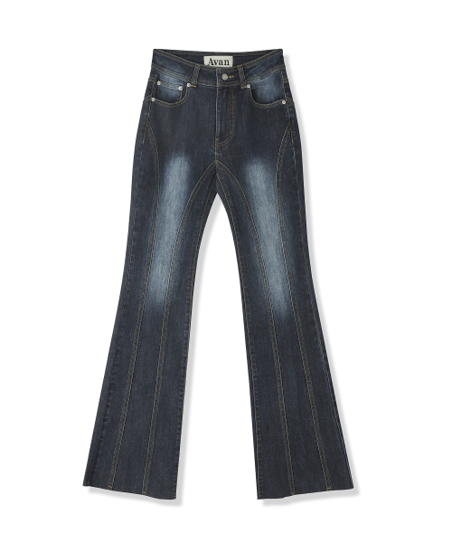 AVANDRESS（アバンドレス ）の「Thin Bootscut Pants VINTAGE BLUE（デニムパンツ・レディース・エメラルドブルー・SMALL/MEDIUM/LARGE/X-LARGE）」の15枚目の写真