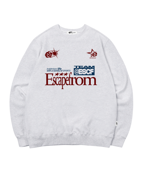ESCAPEFROM(エスケープフロム)の「ESCF スポーツプリント スウェット ホワイトメランジ(スウェット・レディース・その他・LARGE/MEDIUM)」の1枚目の写真