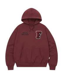 F バックルロゴフードパーカー - ワイン