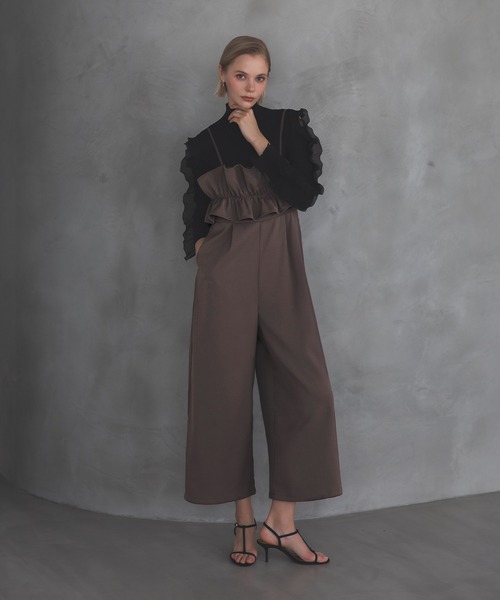 MERAKI(メラキ)の「トップフリルサロペットパンツ(サロペット/オーバーオール・レディース・ブラック/ブラウン・S/M)」の20枚目の写真