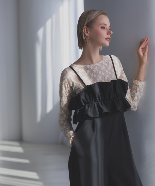 MERAKI(メラキ)の「トップフリルサロペットパンツ(サロペット/オーバーオール・レディース・ブラック/ブラウン・S/M)」の15枚目の写真