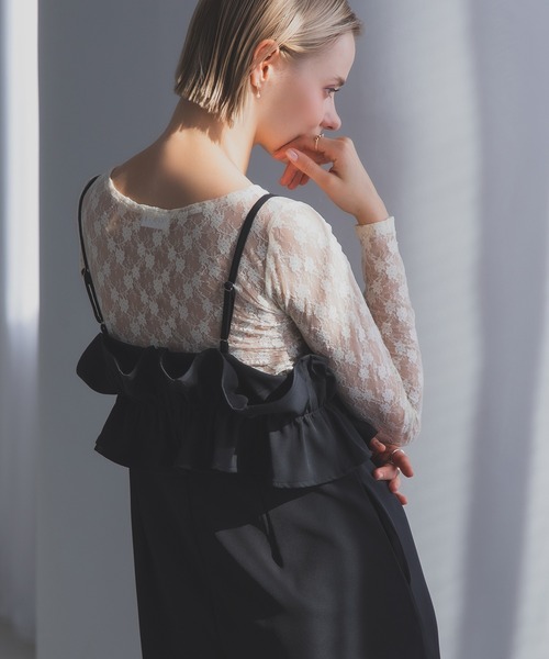 MERAKI(メラキ)の「トップフリルサロペットパンツ(サロペット/オーバーオール・レディース・ブラック/ブラウン・S/M)」の16枚目の写真