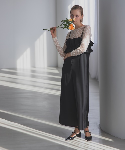 MERAKI(メラキ)の「トップフリルサロペットパンツ(サロペット/オーバーオール・レディース・ブラック/ブラウン・S/M)」の19枚目の写真