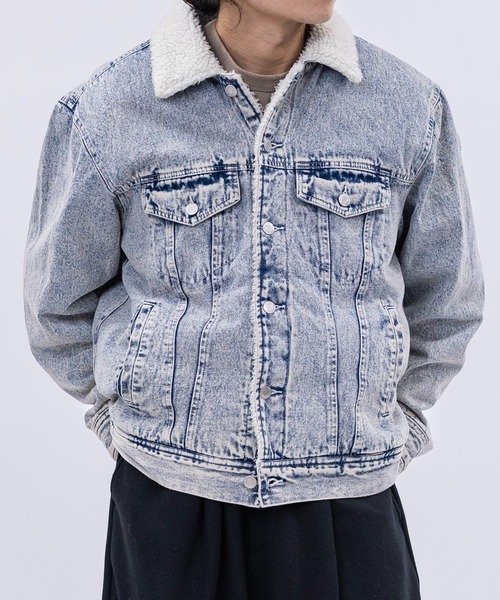 JOHN'S CLOSET（ジョンズクローゼット）の「【15】ヴィンテージライク 裏ボア デニムジャケット（デニムジャケット・メンズ・サックスブルー/ブルー/ブラック・MEDIUM/LARGE/X-LARGE）」の2枚目の写真