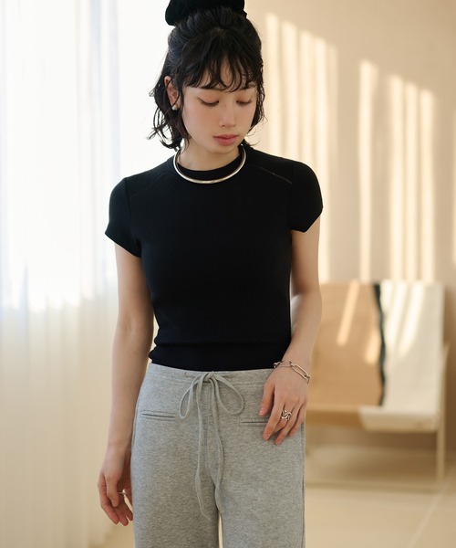 LAULEN(ローレン)の「openwork french sleeve tee /オープンワークフレンチスリーブTシャツ(Tシャツ/カットソー・レディース・ブラウン/ホワイト/ブラック・FREE)」の17枚目の写真