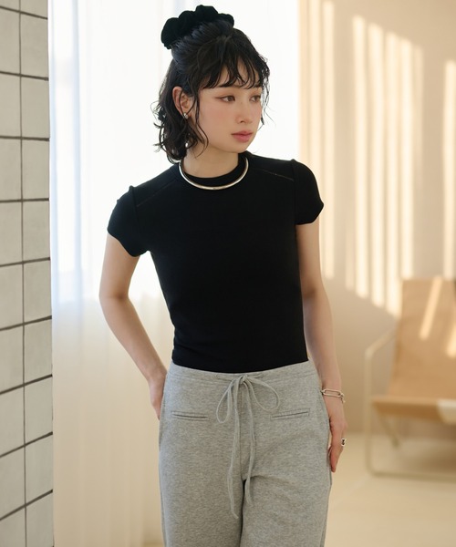 LAULEN(ローレン)の「openwork french sleeve tee /オープンワークフレンチスリーブTシャツ(Tシャツ/カットソー・レディース・ブラウン/ホワイト/ブラック・FREE)」の20枚目の写真