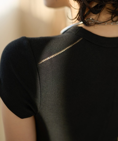 LAULEN(ローレン)の「openwork french sleeve tee /オープンワークフレンチスリーブTシャツ(Tシャツ/カットソー・レディース・ブラウン/ホワイト/ブラック・FREE)」の10枚目の写真