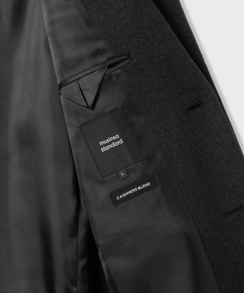 MUSINSA STANDARD（ムシンサスタンダード）の「カシミヤブレンドマスキュリンチェスターフィールドロングコート[チャコールグレー]（チェスターコート・メンズ・その他・XX-LARGE/MEDIUM/LARGE/X-LARGE）」の8枚目の写真