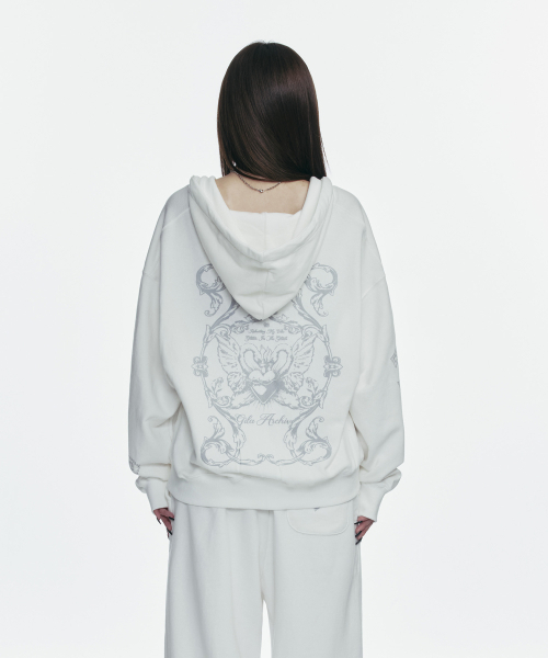 TATTOOED GRAPHIC HOOD ZIP-UP_WHITE（パーカー）｜GILAARCHIVE（ギラ