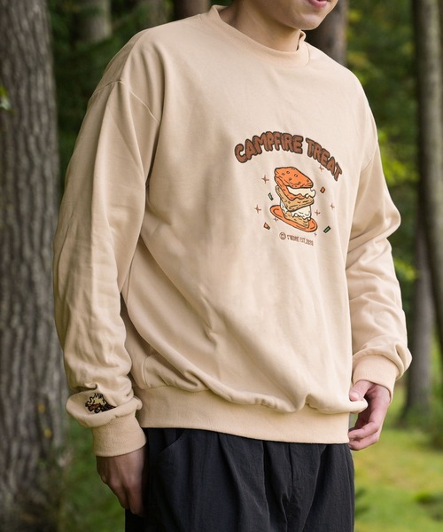 S'more（スモア）の「Campfire Treat Embroidery Sweat キャンプファイヤートリート刺繍スウェット（スウェット・レディース・ネイビー/ベージュ/ライトグレー・SMALL/MEDIUM/X-LARGE/LARGE）」の3枚目の写真