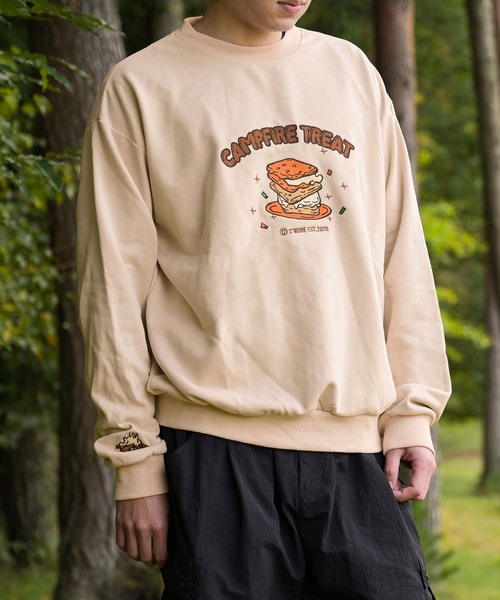 S'more（スモア）の「Campfire Treat Embroidery Sweat キャンプファイヤートリート刺繍スウェット（スウェット・レディース・ネイビー/ベージュ/ライトグレー・SMALL/MEDIUM/X-LARGE/LARGE）」の5枚目の写真