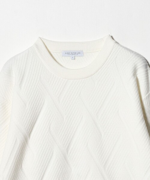 A DAY IN THE LIFE UNITED ARROWS(アデイインザライフユナイテッドアローズ)の「ミドルゲージ リンクス クルーネックニット-ウォッシャブル-<A DAY IN THE LIFE>(ニット/セーター・メンズ・ターコイズブルー系/ホワイト/ネイビー・M/L)」の9枚目の写真