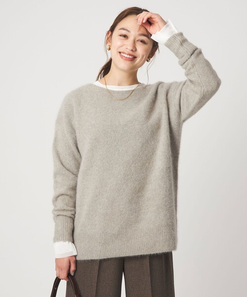 ヘアリー ニット ロング プルオーバー（ニット/セーター）｜green