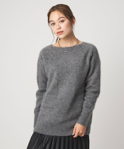 ヘアリー ニット ロング プルオーバー（ニット/セーター）｜green