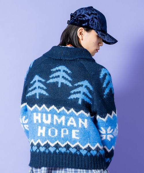 a.p.o.v.(エーピーオービー)の「a.p.o.v. ノルディック柄ファー混アクリルニット短丈カウチンジップアップセーター(ニット/セーター・メンズ・ネイビー/アイボリー・ONESIZE)」の3枚目の写真