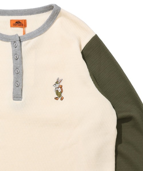 KRIFF MAYER Lady's Collection（クリフメイヤーレディースコレクション）の「ハニカムワッフルワンポイントロンT（Tシャツ/カットソー・レディース・ナチュラル/グレー/ネイビー/カラフル・MEDIUM/LARGE）」の4枚目の写真