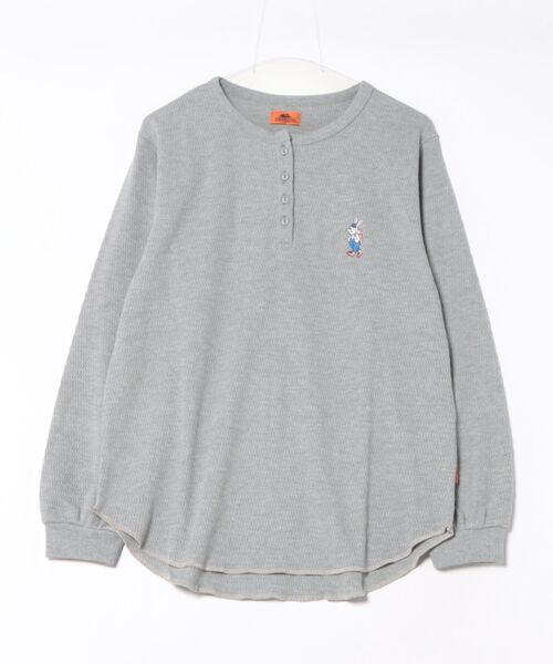 KRIFF MAYER Lady's Collection(クリフメイヤーレディースコレクション)の「ハニカムワッフル ワンポイント ヘンリーネック ロンT / サーマル(クリフラビット刺繍・ストレッチ・レイヤード)(Tシャツ/カットソー・レディース・ナチュラル/グレー/カラフル/ネイビー・MEDIUM/LARGE)」の7枚目の写真