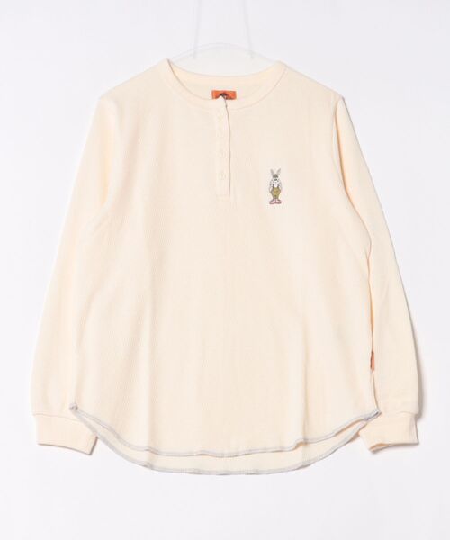 KRIFF MAYER Lady's Collection(クリフメイヤーレディースコレクション)の「ハニカムワッフル ワンポイント ヘンリーネック ロンT / サーマル(クリフラビット刺繍・ストレッチ・レイヤード)(Tシャツ/カットソー・レディース・ナチュラル/グレー/カラフル/ネイビー・MEDIUM/LARGE)」の6枚目の写真