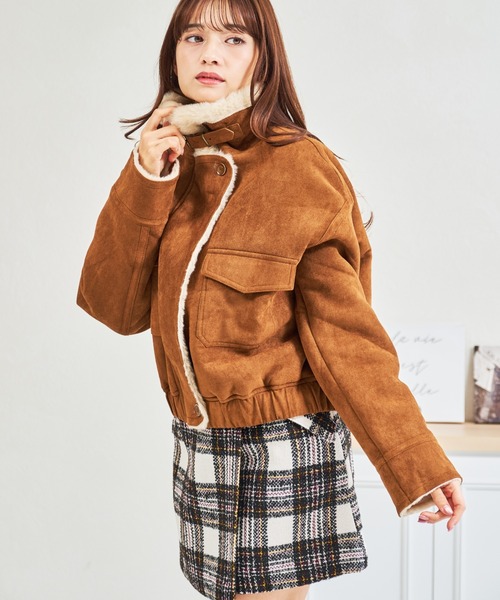 MISCH MASCH（ミッシュマッシュ）の「ZOZO限定 スタンドカラースエードファーブルゾン（ブルゾン・レディース・ブラウン/キャメル・ﾌﾘ-）」の2枚目の写真