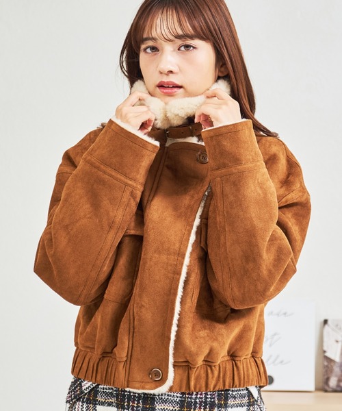 MISCH MASCH（ミッシュマッシュ）の「ZOZO限定 スタンドカラースエードファーブルゾン（ブルゾン・レディース・ブラウン/キャメル・ﾌﾘ-）」の5枚目の写真