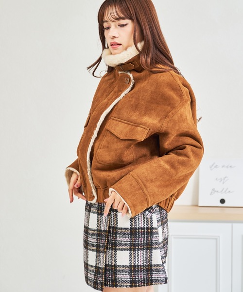 MISCH MASCH（ミッシュマッシュ）の「ZOZO限定 スタンドカラースエードファーブルゾン（ブルゾン・レディース・ブラウン/キャメル・ﾌﾘ-）」の6枚目の写真