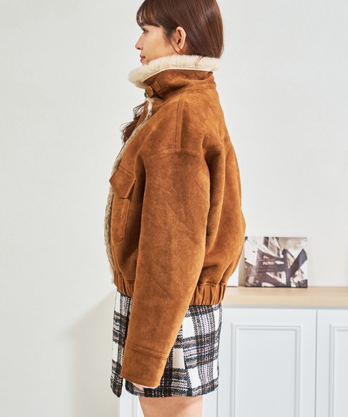MISCH MASCH（ミッシュマッシュ）の「ZOZO限定 スタンドカラースエードファーブルゾン（ブルゾン・レディース・ブラウン/キャメル・ﾌﾘ-）」の8枚目の写真