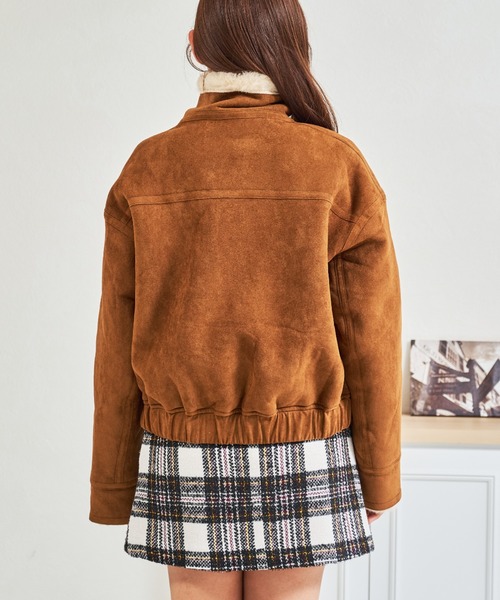 MISCH MASCH（ミッシュマッシュ）の「ZOZO限定 スタンドカラースエードファーブルゾン（ブルゾン・レディース・ブラウン/キャメル・ﾌﾘ-）」の9枚目の写真