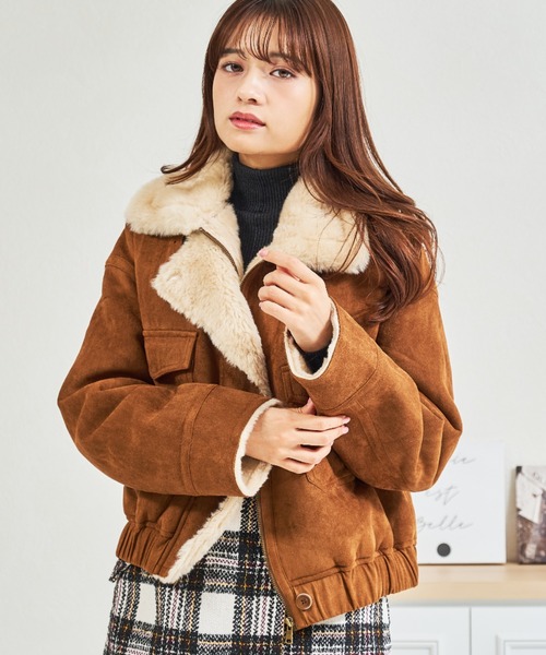 MISCH MASCH（ミッシュマッシュ）の「ZOZO限定 スタンドカラースエードファーブルゾン（ブルゾン・レディース・ブラウン/キャメル・ﾌﾘ-）」の17枚目の写真