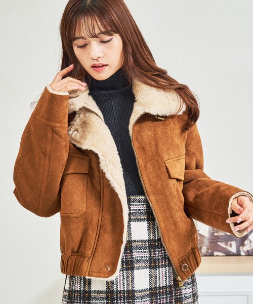 MISCH MASCH（ミッシュマッシュ）の「ZOZO限定 スタンドカラースエードファーブルゾン（ブルゾン・レディース・ブラウン/キャメル・ﾌﾘ-）」の20枚目の写真