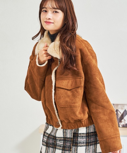 MISCH MASCH（ミッシュマッシュ）の「ZOZO限定 スタンドカラースエードファーブルゾン（ブルゾン・レディース・ブラウン/キャメル・ﾌﾘ-）」の12枚目の写真