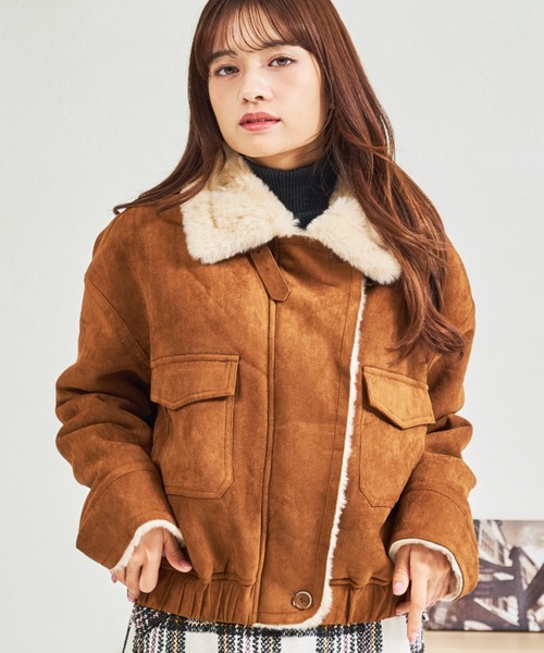 MISCH MASCH（ミッシュマッシュ）の「ZOZO限定 スタンドカラースエードファーブルゾン（ブルゾン・レディース・ブラウン/キャメル・ﾌﾘ-）」の13枚目の写真
