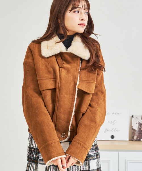 MISCH MASCH（ミッシュマッシュ）の「ZOZO限定 スタンドカラースエードファーブルゾン（ブルゾン・レディース・ブラウン/キャメル・ﾌﾘ-）」の14枚目の写真