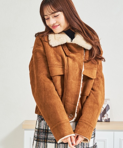 MISCH MASCH（ミッシュマッシュ）の「ZOZO限定 スタンドカラースエードファーブルゾン（ブルゾン・レディース・ブラウン/キャメル・ﾌﾘ-）」の15枚目の写真