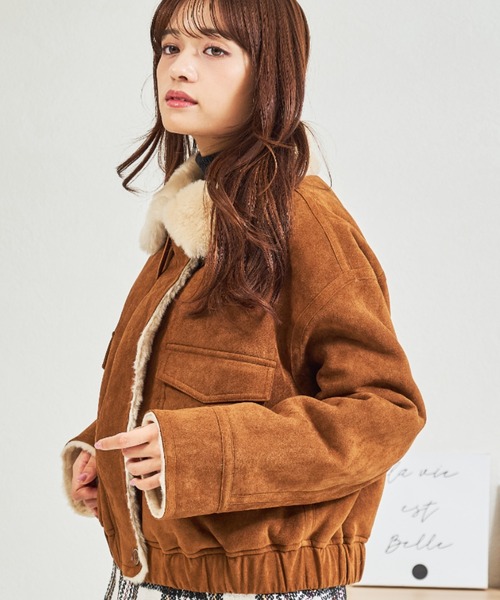 MISCH MASCH（ミッシュマッシュ）の「ZOZO限定 スタンドカラースエードファーブルゾン（ブルゾン・レディース・ブラウン/キャメル・ﾌﾘ-）」の16枚目の写真