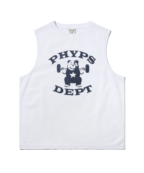 PHYSICAL DEPARTMENT（フィジカル デパートメント）の「ウェイトベアスリーブレス_ホワイト（Tシャツ/カットソー・レディース・その他・MEDIUM/LARGE）」の2枚目の写真