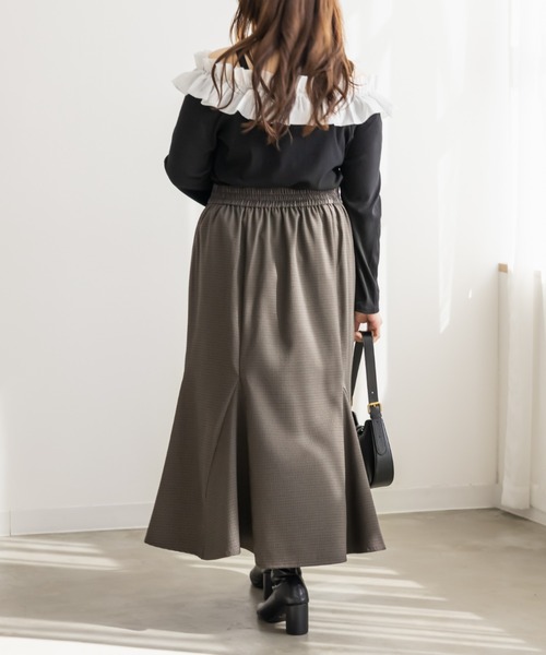 CLETTE(クレット)の「CLETTEオリジナル千鳥柄マーメイドスカート(スカート・レディース・ブラウン/ベージュ/チャコールグレー・4L/3L/LL)」の6枚目の写真