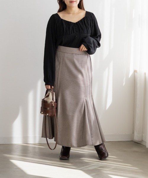 CLETTE(クレット)の「CLETTEオリジナル千鳥柄マーメイドスカート(スカート・レディース・ブラウン/ベージュ/チャコールグレー・4L/3L/LL)」の9枚目の写真