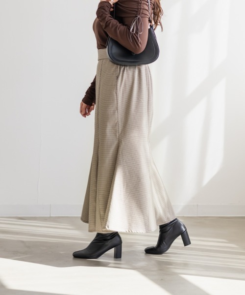 CLETTE(クレット)の「CLETTEオリジナル千鳥柄マーメイドスカート(スカート・レディース・ブラウン/ベージュ/チャコールグレー・4L/3L/LL)」の13枚目の写真