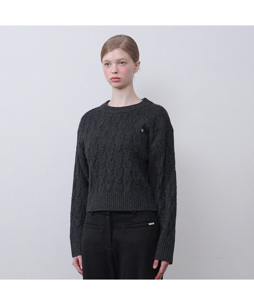 MICANE(ミケーネ)の「ジュニパーツイストウールニット(ニット/セーター・レディース・クリーム/チャコール・SMALL/MEDIUM/LARGE/X-LARGE)」の1枚目の写真