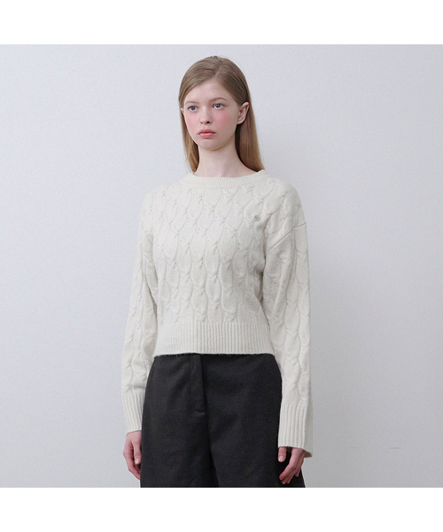 MICANE(ミケーネ)の「ジュニパーツイストウールニット(ニット/セーター・レディース・クリーム/チャコール・SMALL/MEDIUM/LARGE/X-LARGE)」の2枚目の写真