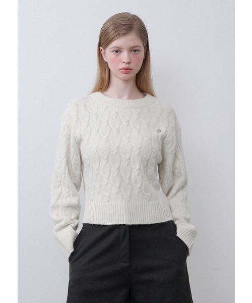 MICANE(ミケーネ)の「ジュニパーツイストウールニット(ニット/セーター・レディース・クリーム/チャコール・SMALL/MEDIUM/LARGE/X-LARGE)」の3枚目の写真