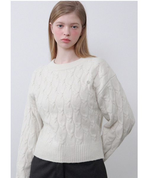 MICANE(ミケーネ)の「ジュニパーツイストウールニット(ニット/セーター・レディース・クリーム/チャコール・SMALL/MEDIUM/LARGE/X-LARGE)」の4枚目の写真