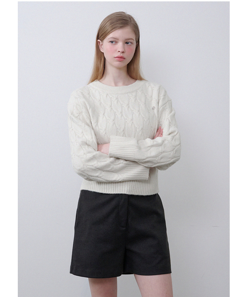 MICANE(ミケーネ)の「ジュニパーツイストウールニット(ニット/セーター・レディース・クリーム/チャコール・SMALL/MEDIUM/LARGE/X-LARGE)」の5枚目の写真