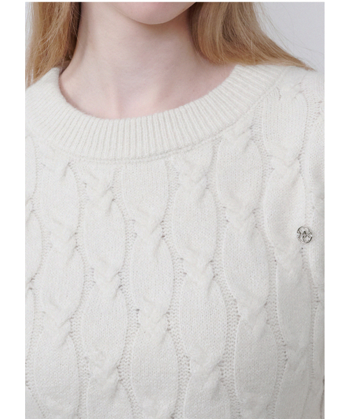 MICANE(ミケーネ)の「ジュニパーツイストウールニット(ニット/セーター・レディース・クリーム/チャコール・SMALL/MEDIUM/LARGE/X-LARGE)」の7枚目の写真