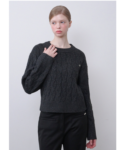 MICANE(ミケーネ)の「ジュニパーツイストウールニット(ニット/セーター・レディース・クリーム/チャコール・SMALL/MEDIUM/LARGE/X-LARGE)」の11枚目の写真