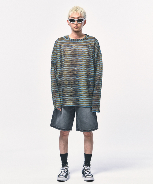 C WEAR BY THE GENIUS(シーウェアバイザジーニアス)の「シースルークラフトニットプルオーバーカーキ(ニット/セーター・メンズ・その他・size1/size3)」の2枚目の写真